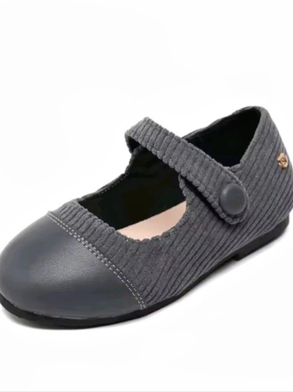 Kids Size 31 19.4 Cm Foot Grey Corduroy Mary Janes  Flats